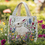 Bunny Garden Quilted Tote Bag – quilted tote bag by Moira Dublin