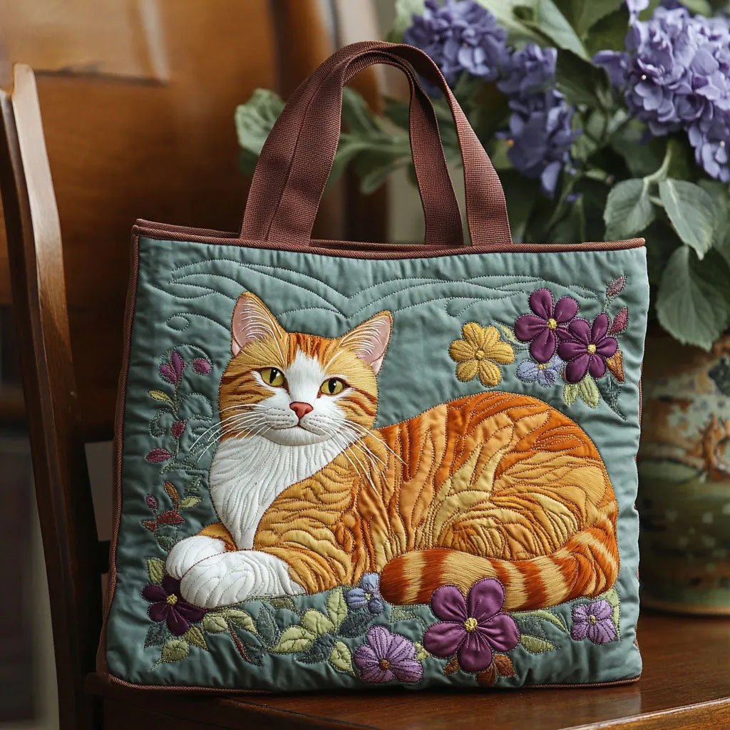 Ginger Cat Quilted Tote Bag – quilted tote bag by Moira Dublin