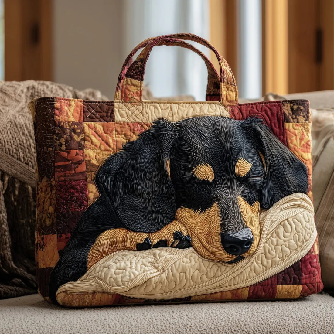Dachshund Quilted Tote Bag – quilted tote bag by Moira Dublin
