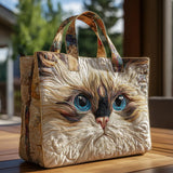White Cat with Blue Eyes Quilted Tote Bag – quilted tote bag by Moira Dublin