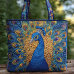 Royal Peacock Quilted Tote Bag – quilted tote bag by Moira Dublin