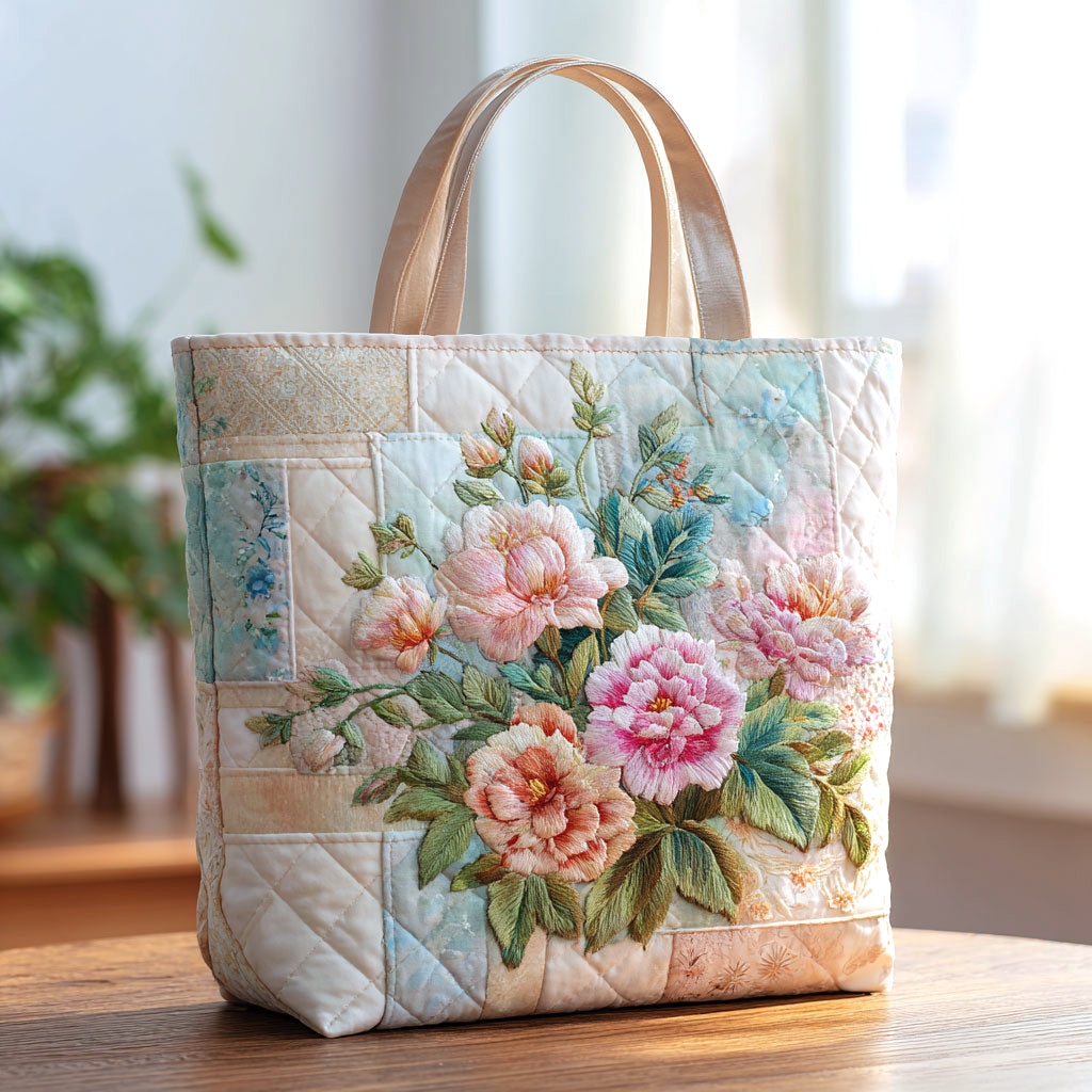 Flower Bloom Quilted Tote Bag – quilted tote bag by Moira Dublin