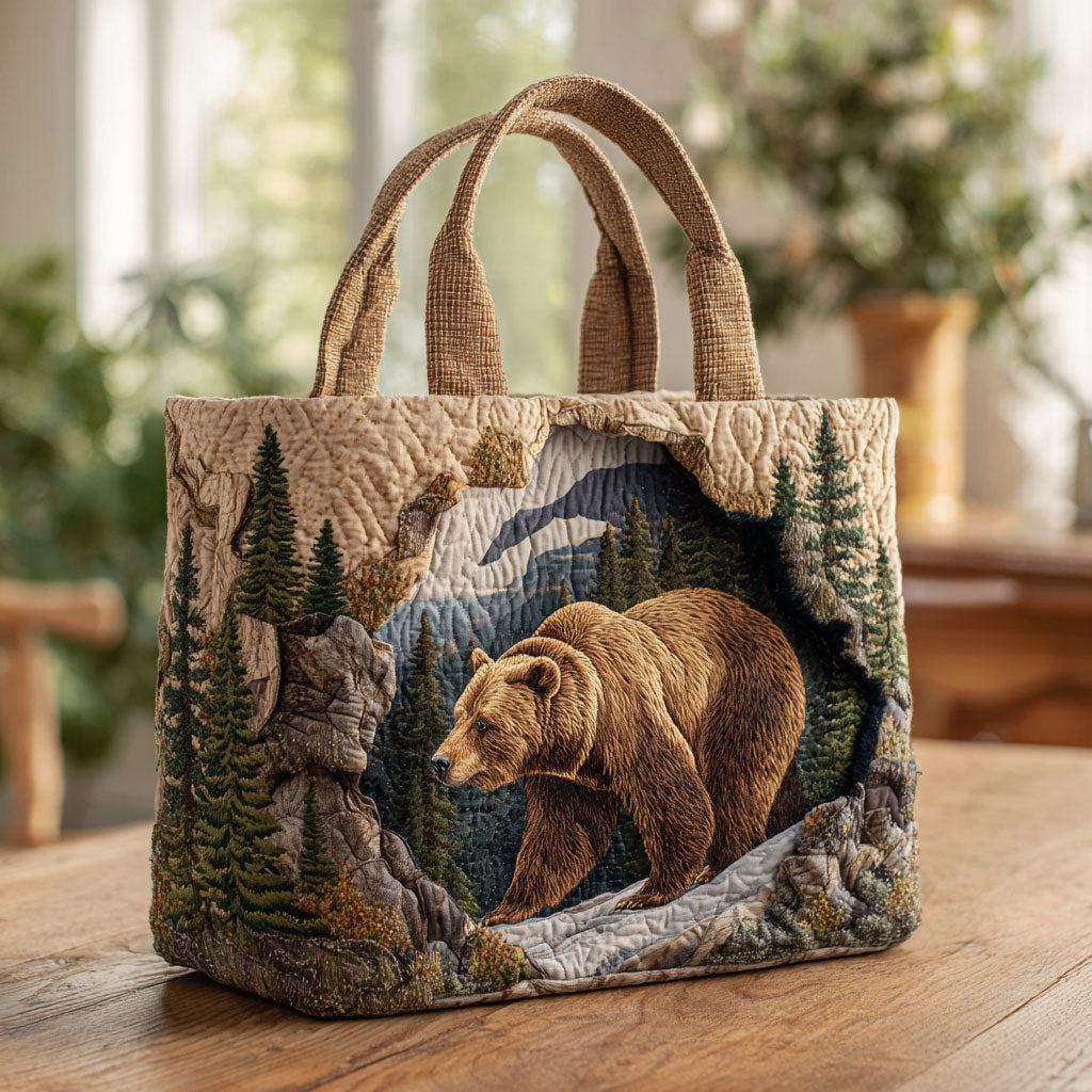 Cozy Bear Quilted Tote Bag – quilted tote bag by Moira Dublin