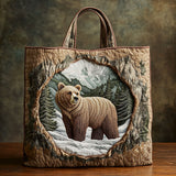Winter Forest Bear Quilted Tote Bag – quilted tote bag by Moira Dublin