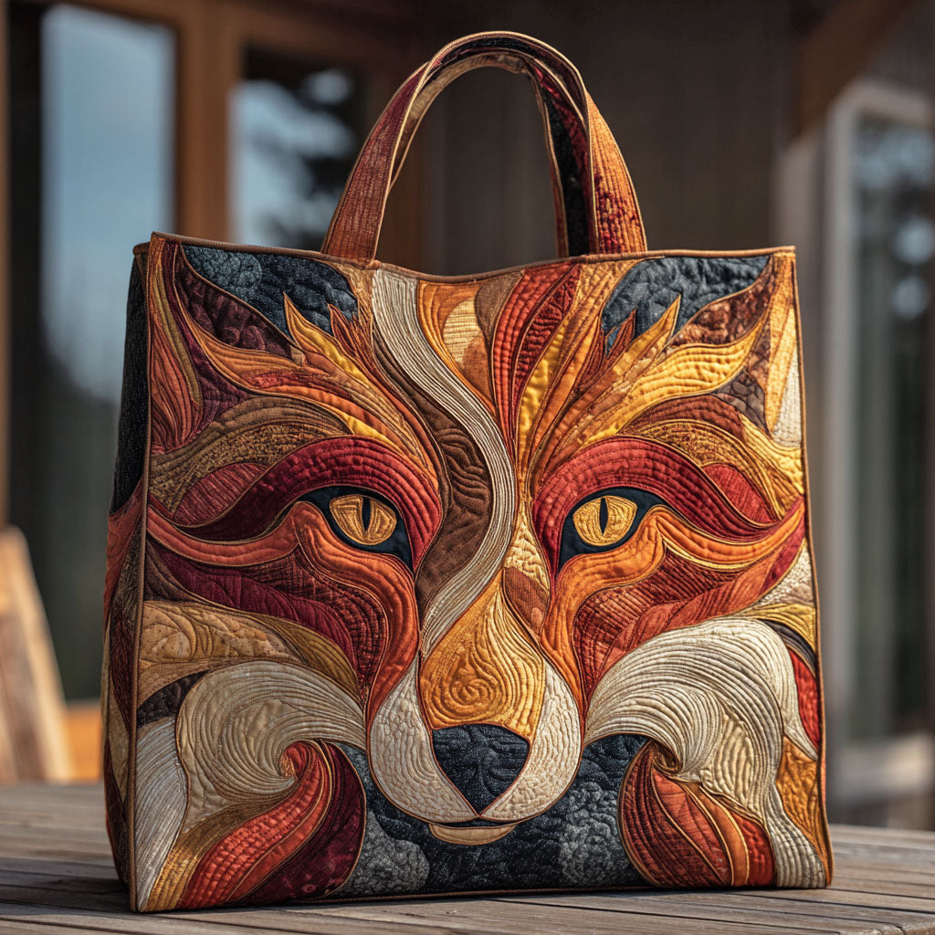 Ember Fox Quilted Tote Bag – quilted tote bag by Moira Dublin
