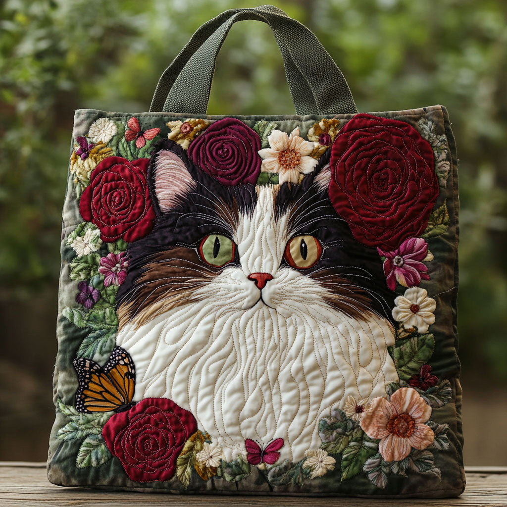 Blossom Purr Quilted Tote Bag – quilted tote bag by Moira Dublin