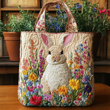 Rabbit Flower Quilted Tote Bag – quilted tote bag by Moira Dublin