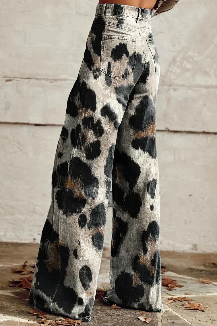 Boho Vintage Trousers with a Chic Print – chic print boho vintage trousers for women by Moira Dublin
