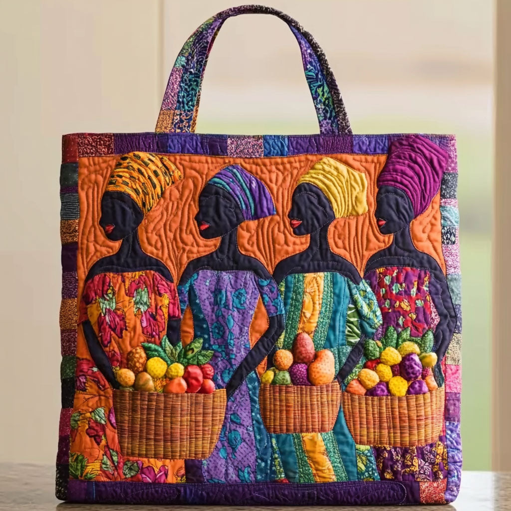 African Women Tapestry Quilted Tote Bag – quilted tote bag by Moira Dublin