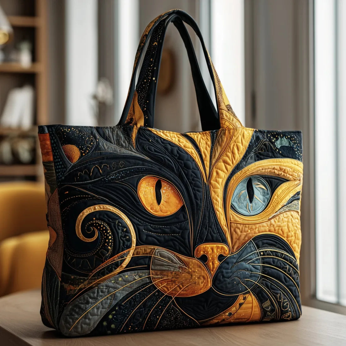 Mystic Cat Quilted Tote Bag – quilted tote bag by Moira Dublin