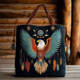 Tribal Bald Eagle Quilted Tote Bag – quilted tote bag by Moira Dublin