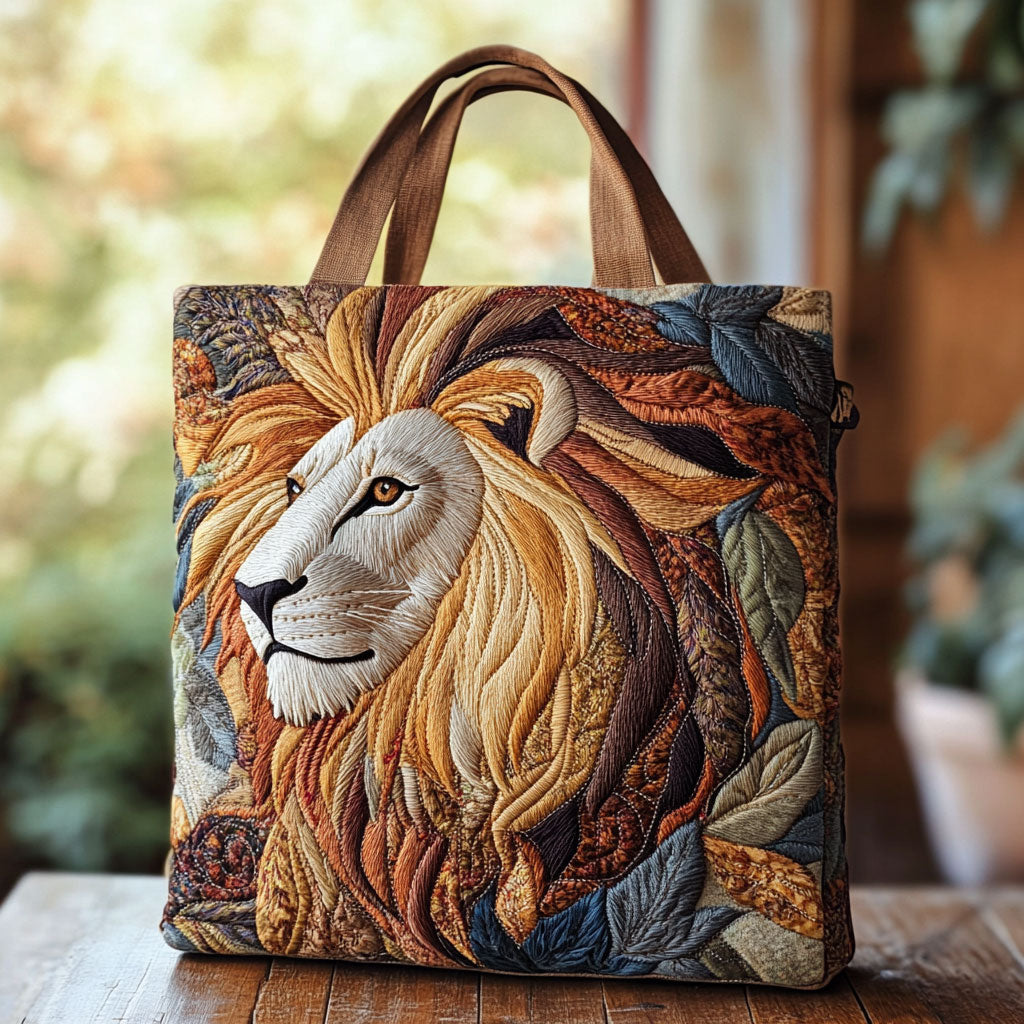 Majestic Lion Quilted Tote Bag – quilted tote bag by Moira Dublin