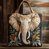 Cozy Elephant Quilted Tote Bag – quilted tote bag by Moira Dublin
