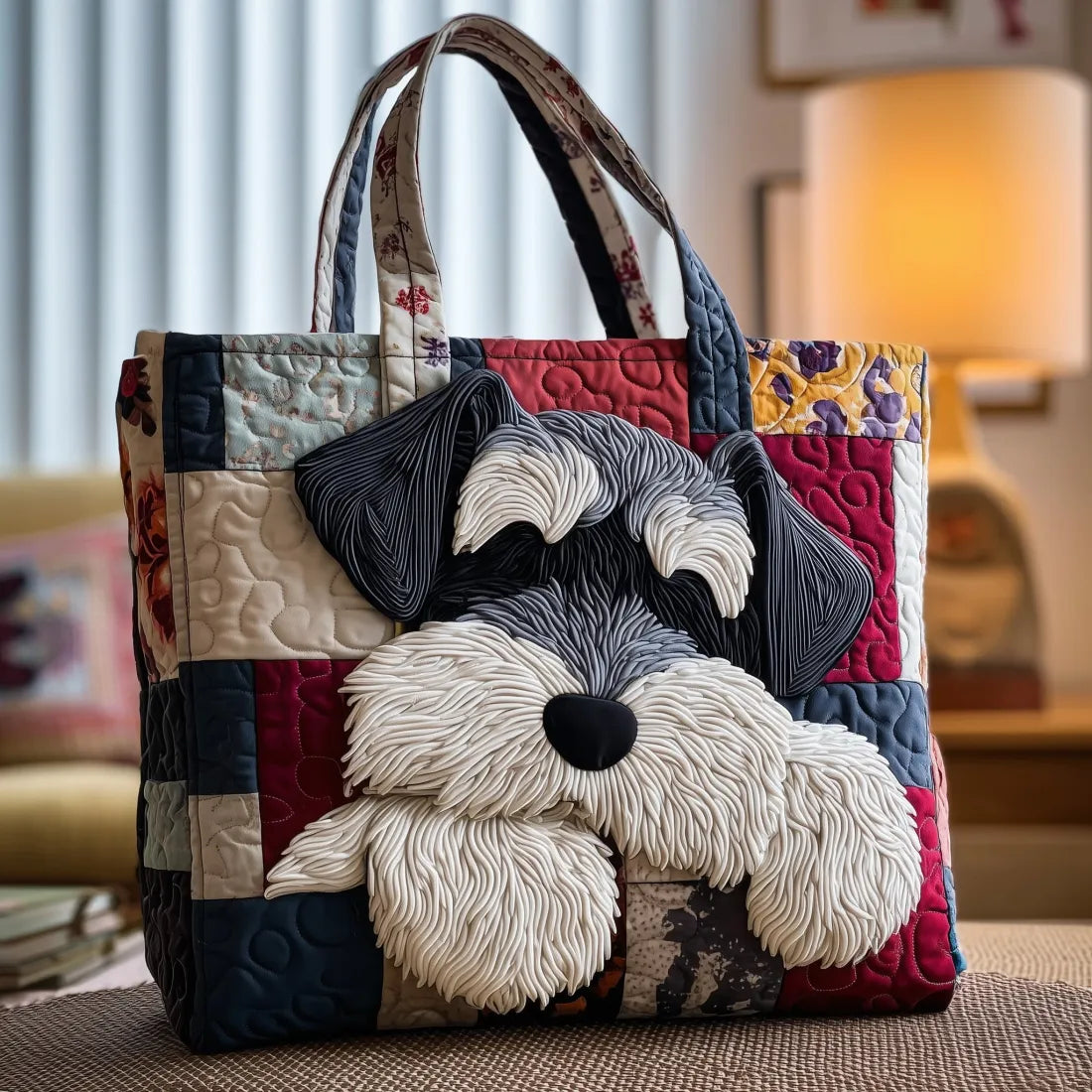 Schnauzer Quilted Tote Bag – quilted tote bag by Moira Dublin