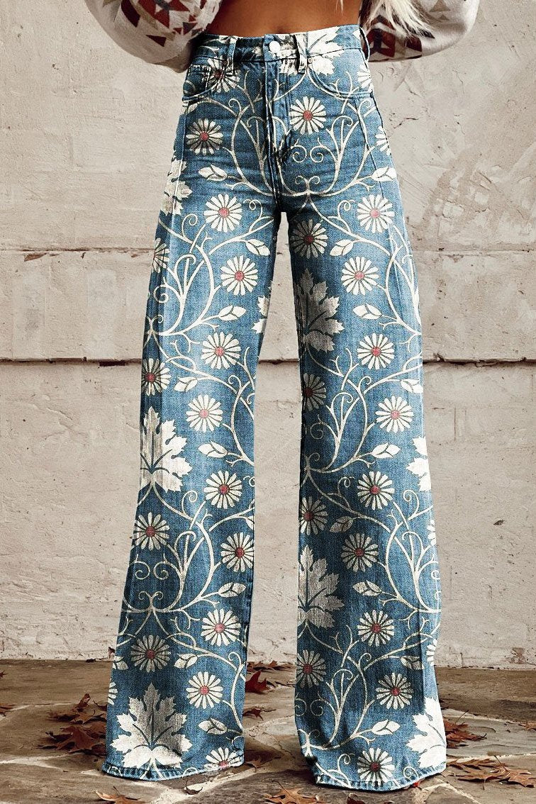 Elegant Boho Trousers with Floral Print – floral print boho trousers for women by Moira Dublin