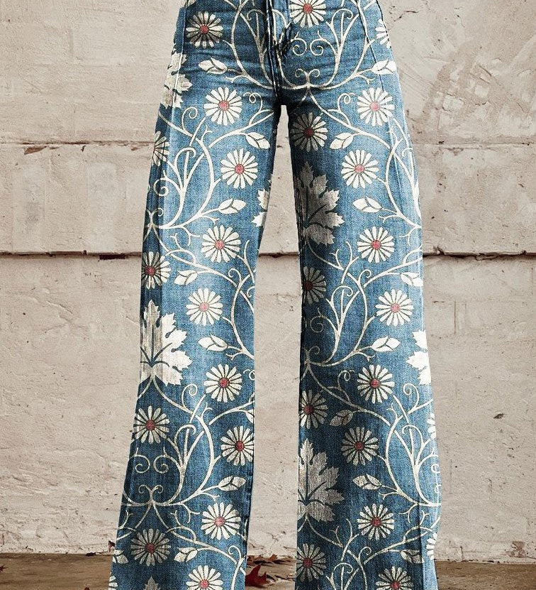 Elegant Boho Trousers with Floral Print – floral print boho trousers for women by Moira Dublin