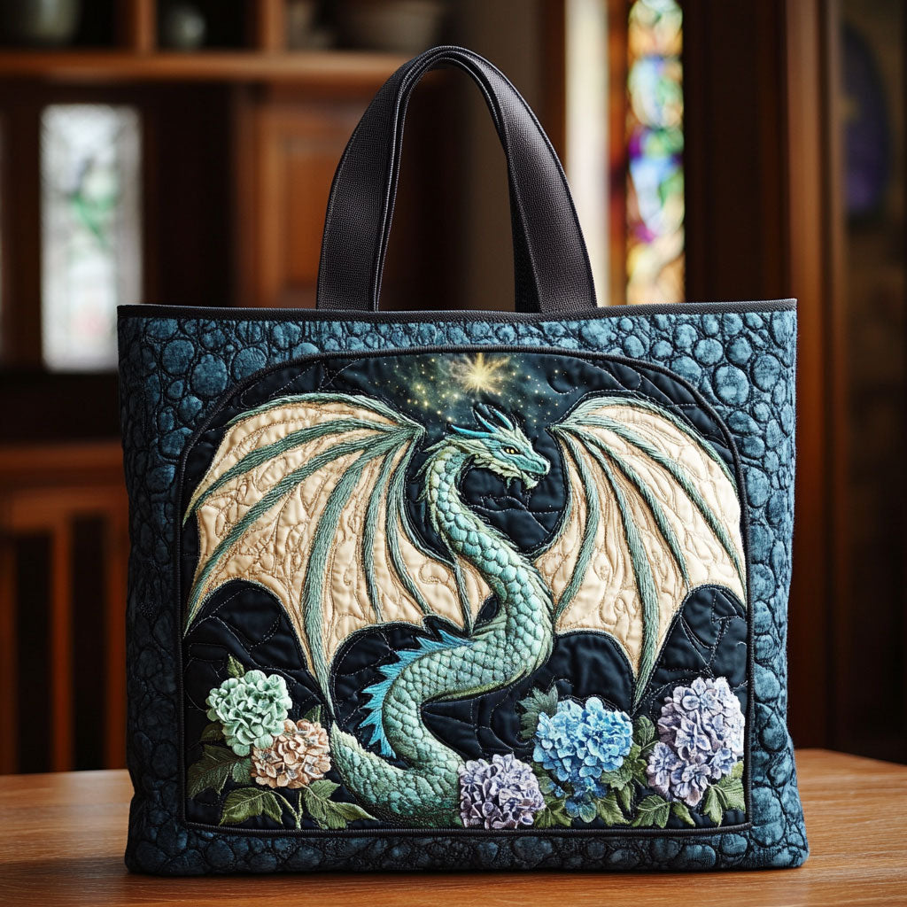 Dragon Guardian Quilted Tote Bag – quilted tote bag by Moira Dublin