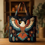 Native Bald Eagle Quilted Tote Bag – quilted tote bag by Moira Dublin