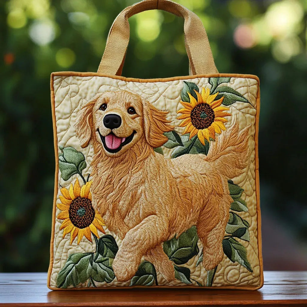 Golden Retriever Quilted Tote Bag – quilted tote bag by Moira Dublin