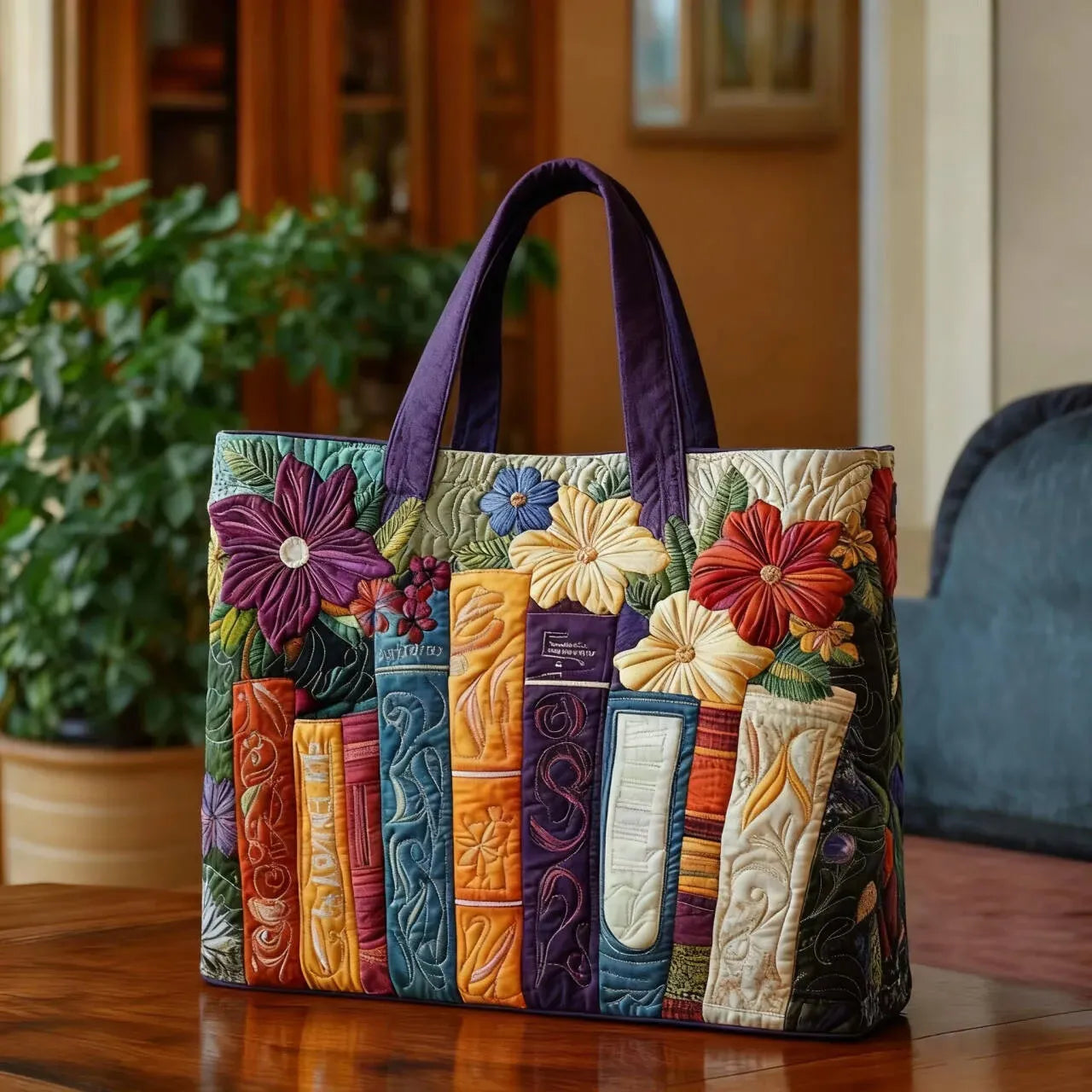 Book Lover Quilted Tote Bag – quilted tote bag by Moira Dublin