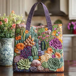 Succulent Garden Quilted Tote Bag – quilted tote bag by Moira Dublin