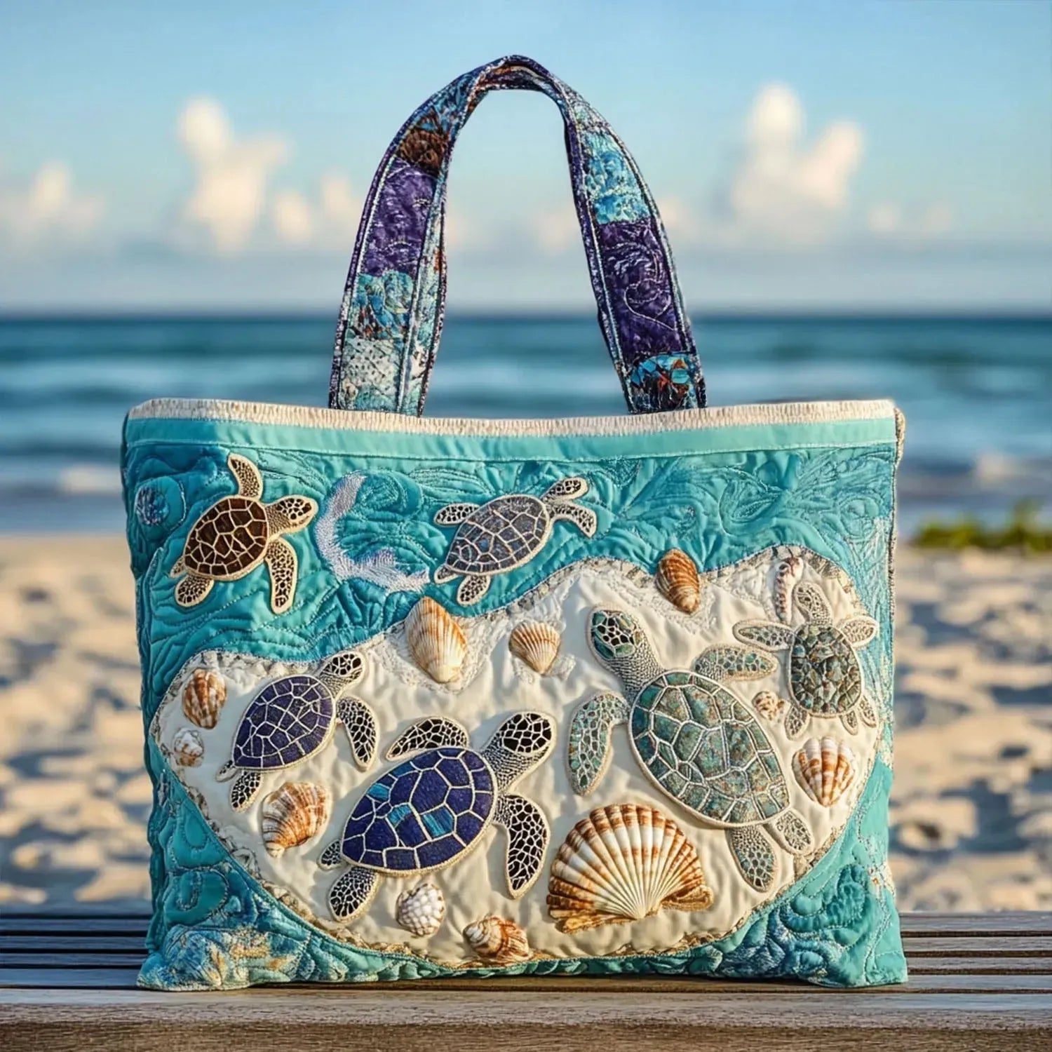 Turtle Love Quilted Tote Bag – quilted tote bag by Moira Dublin