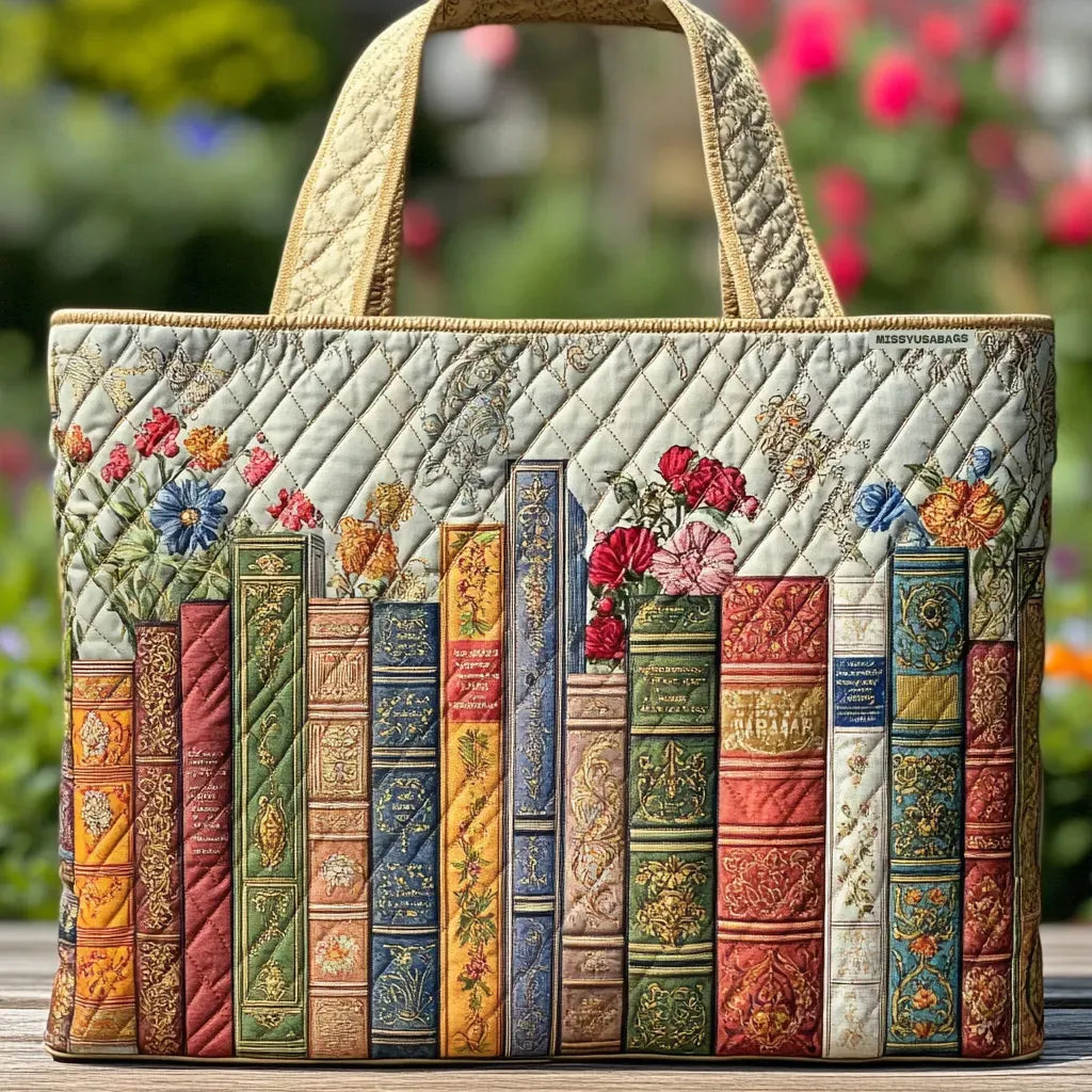 Enchanted Library Quilted Tote Bag – quilted tote bag by Moira Dublin