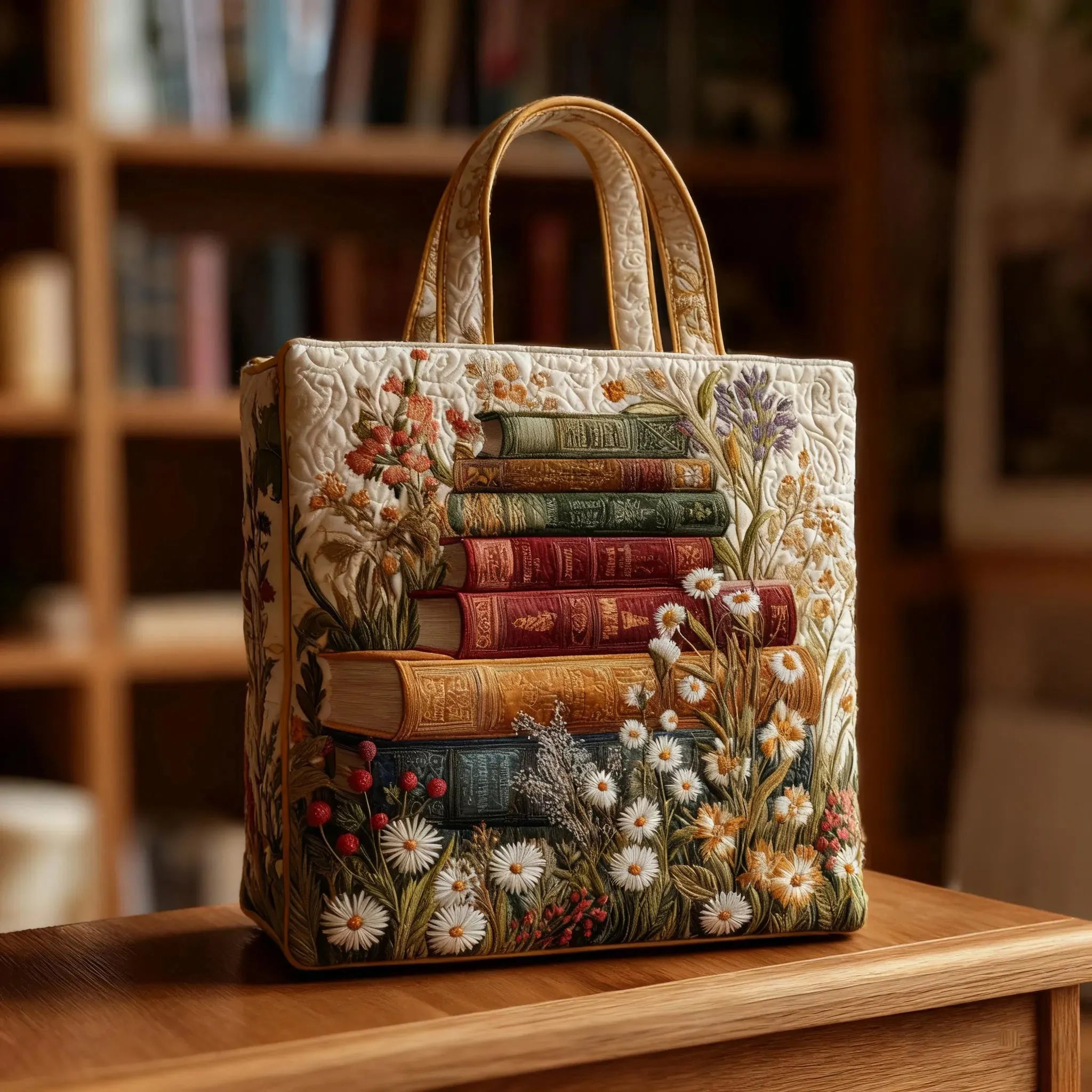 Floral Pattern Quilted Tote Bag – quilted tote bag by Moira Dublin
