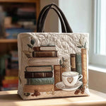 Coffee Chapter Quilted Tote Bag – quilted tote bag by Moira Dublin