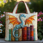 Emerald Dragon Book Guardian Quilted Tote Bag – quilted tote bag by Moira Dublin
