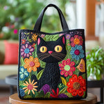 Enchanted Black Cat Quilted Tote Bag – quilted tote bag by Moira Dublin