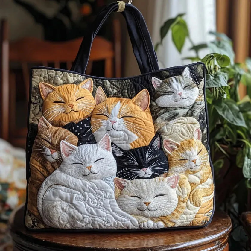 Sleeping Kittens Quilted Tote Bag – quilted tote bag by Moira Dublin
