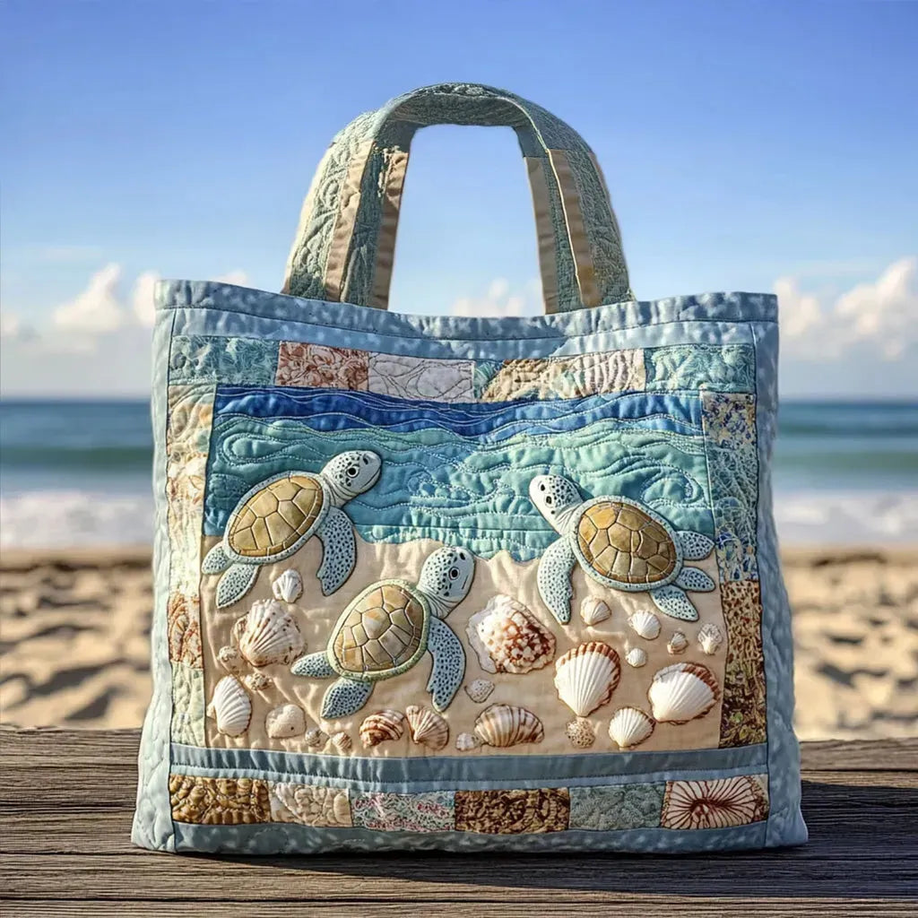 Sea Turtles Quilted Tote Bag – quilted tote bag by Moira Dublin