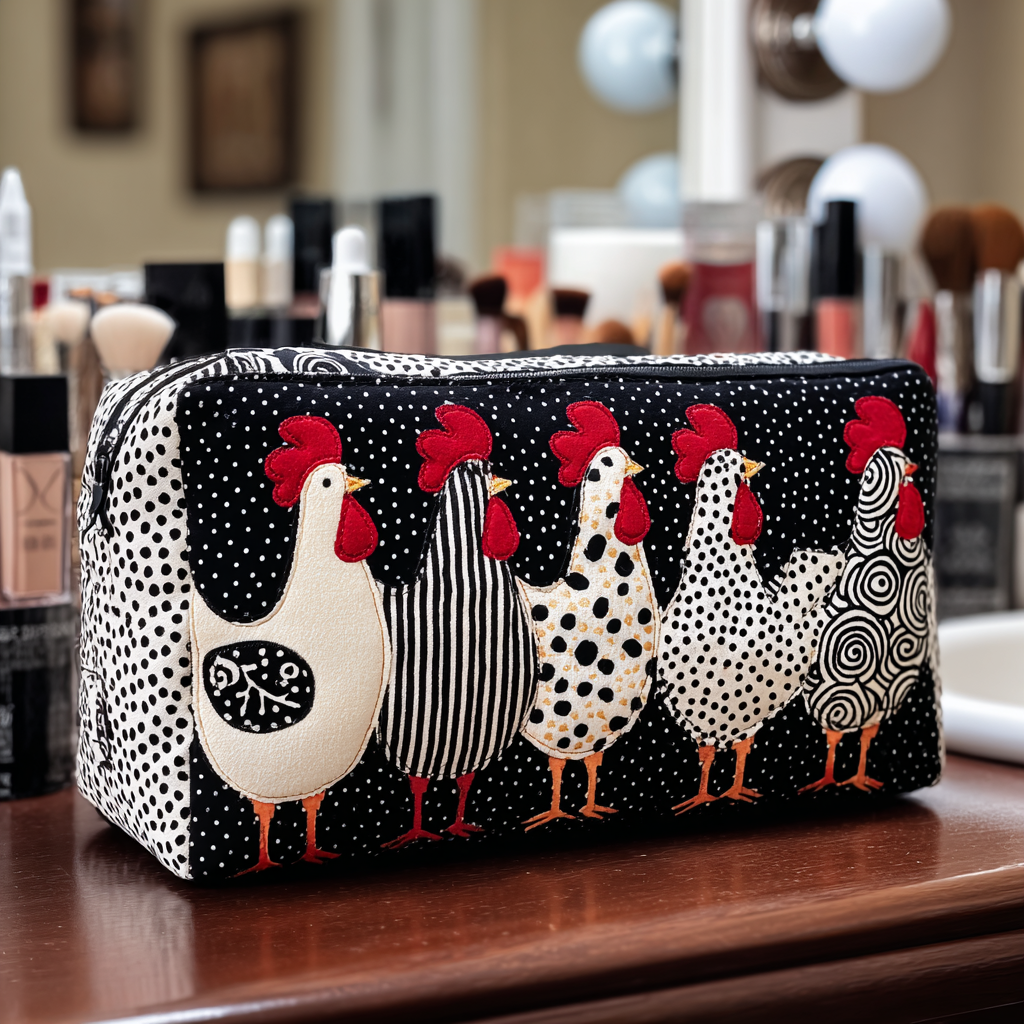 Chicken Nest Quilted Makeup Bag – quilted makeup bag by Moira Dublin