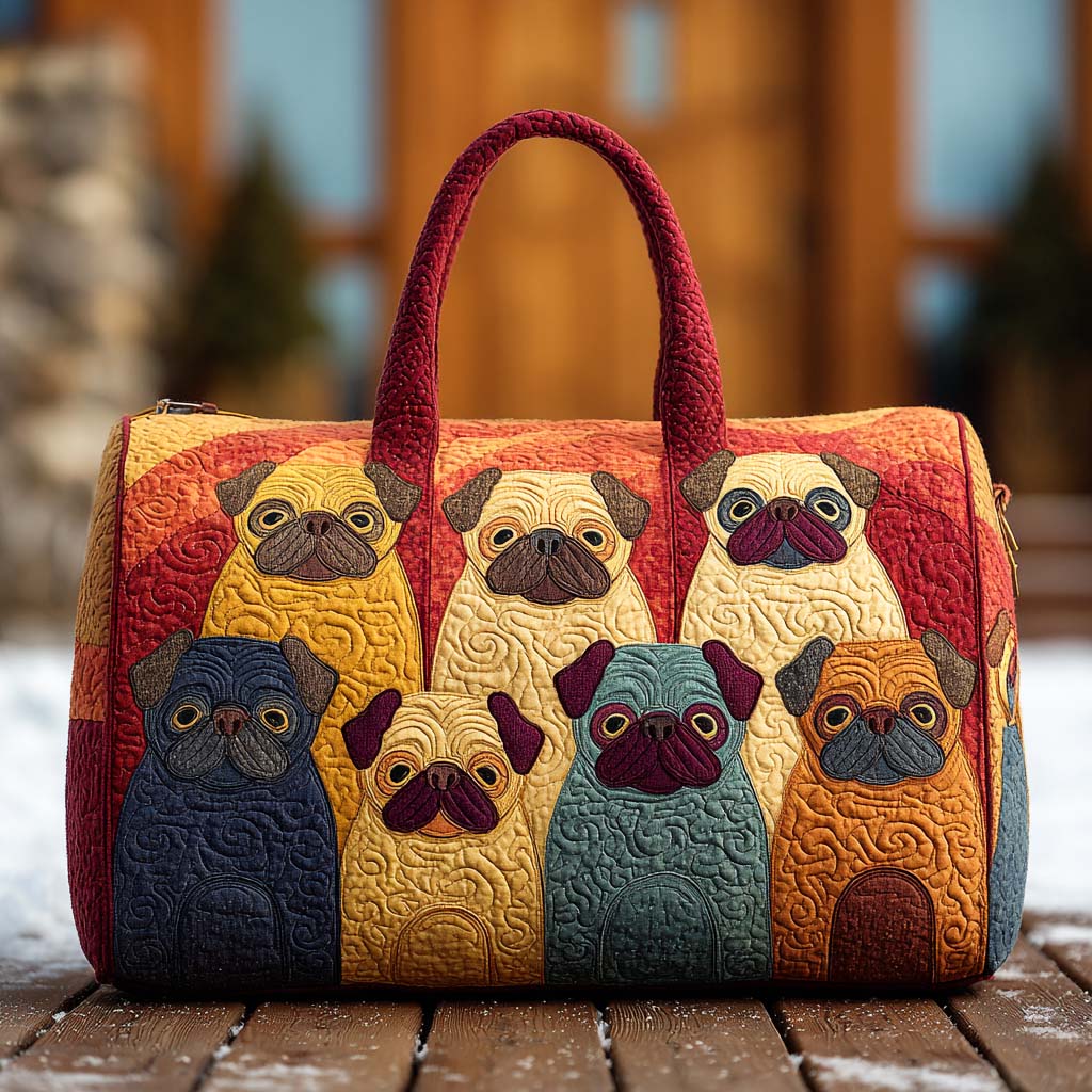 Chonkster Pug Quilted Duffle Bag – quilted duffle bag by Moira Dublin