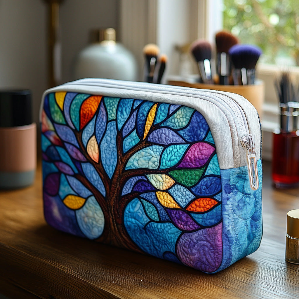 Circle of Roots Quilted Makeup Bag – quilted makeup bag by Moira Dublin