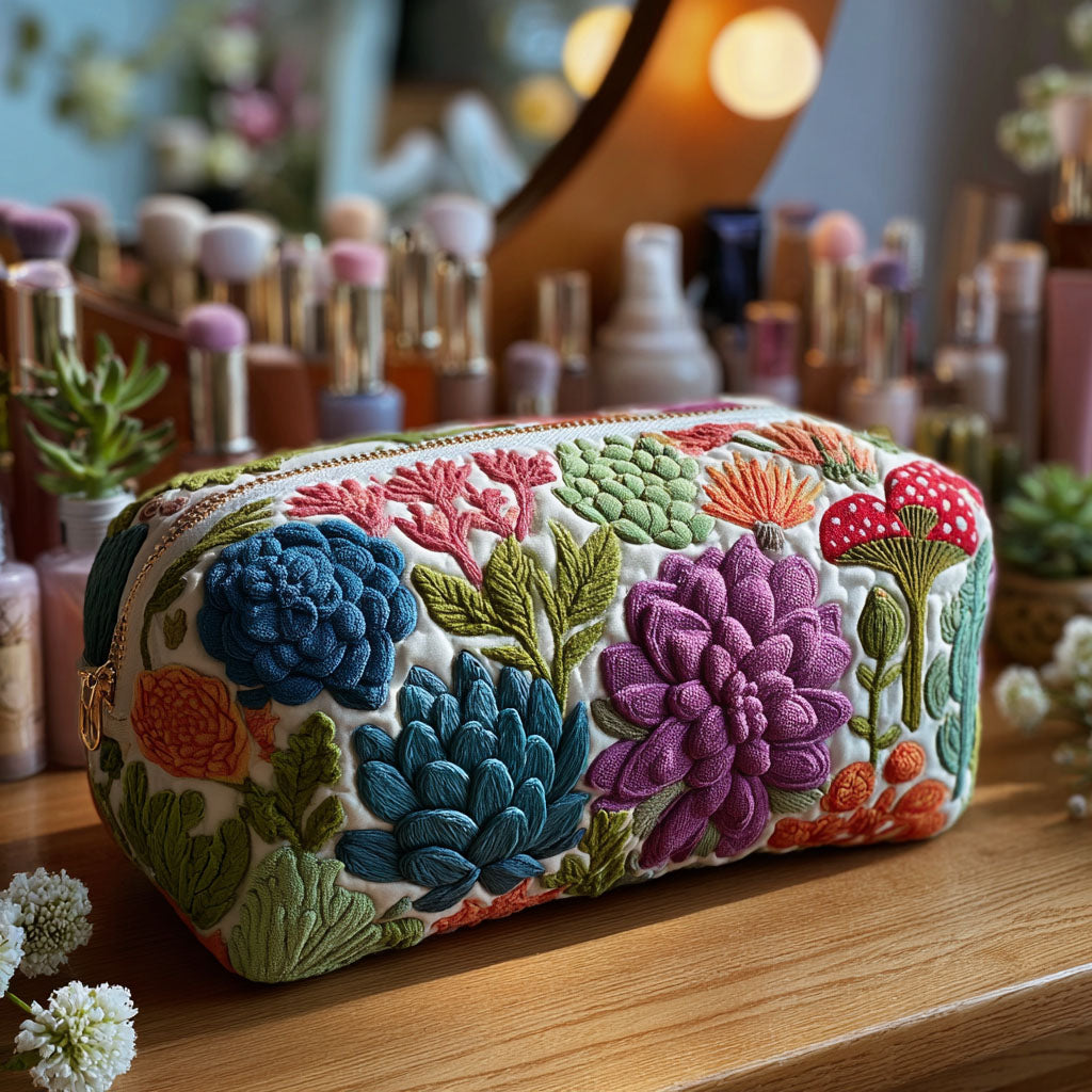 Colorful Botanica Quilted Makeup Bag – quilted makeup bag by Moira Dublin