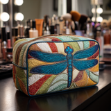 Colorful Dragonfly Quilted Makeup Bag – quilted makeup bag by Moira Dublin