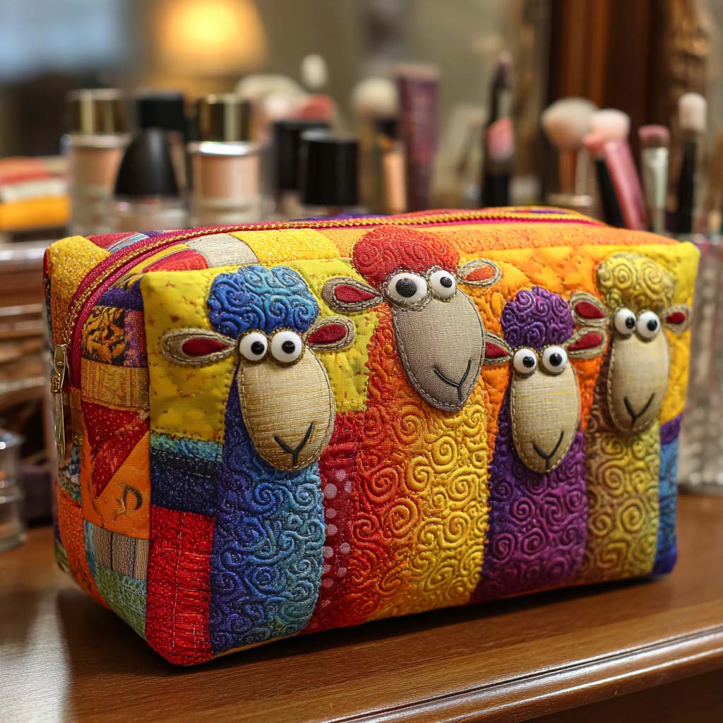 Colorful Flock Quilted Makeup Bag – quilted makeup bag by Moira Dublin