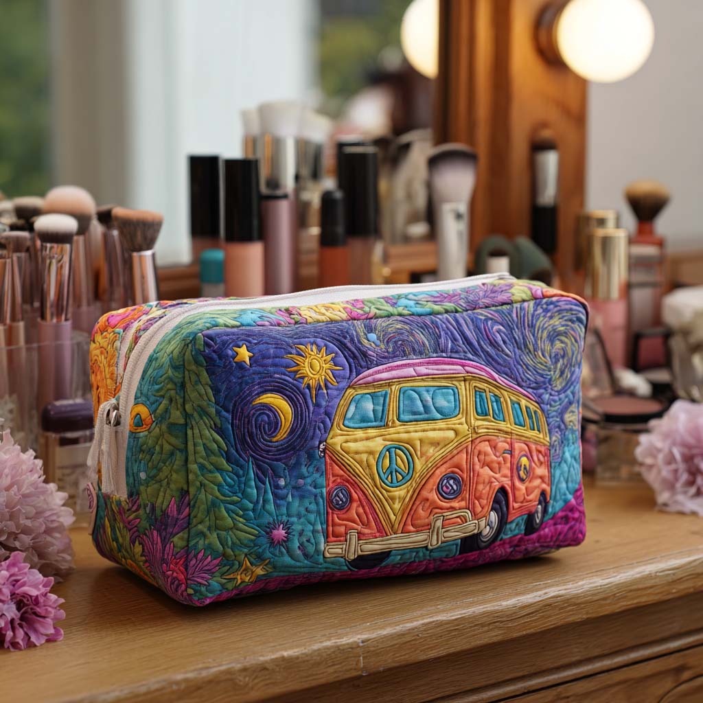 Cosmic Road Trip Quilted Makeup Bag – quilted makeup bag by Moira Dublin