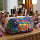 Cosmic Road Trip Quilted Makeup Bag – quilted makeup bag by Moira Dublin