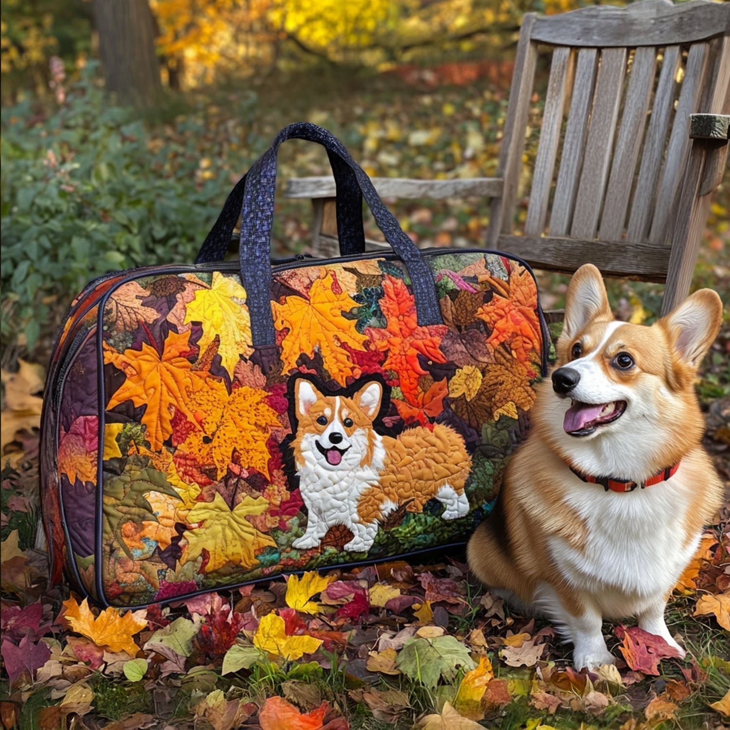 Crisp Breeze Corgi Quilted Duffle Bag – quilted duffle bag by Moira Dublin