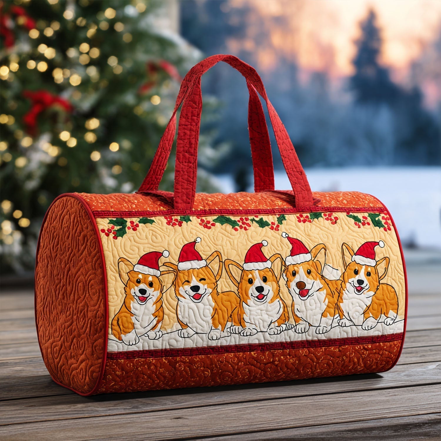 Golden Paws Glow Quilted Duffle Bag – quilted duffle bag by Moira Dublin