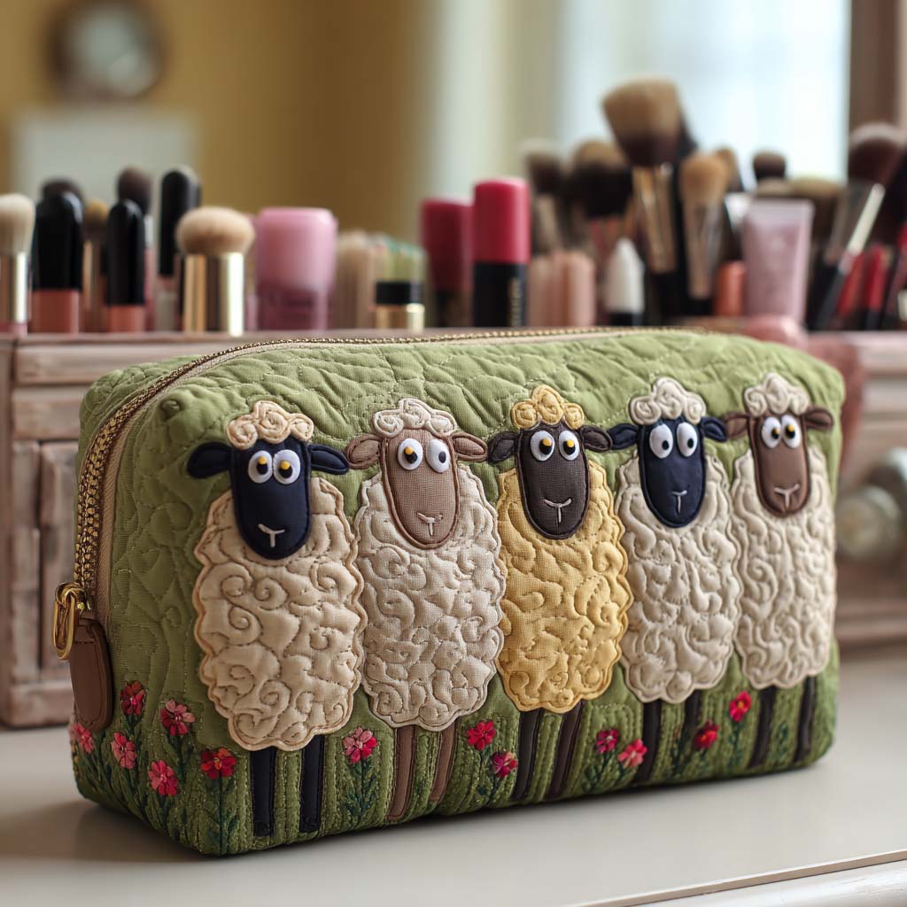 Sheep Quilted Makeup Bag – quilted makeup bag by Moira Dublin