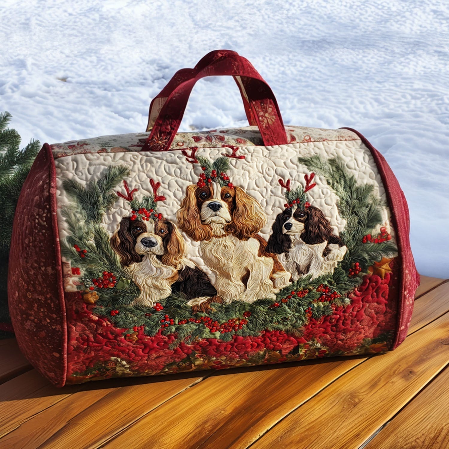 Happy Spaniel Quilted Duffle Bag – quilted duffle bag by Moira Dublin