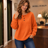 Hélène - Orange Jumper in Soft Waffle Knit