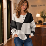 Ella - Black and White Colour-Block Sweater