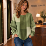 Nora - Olive Green Jumper with Colour Block