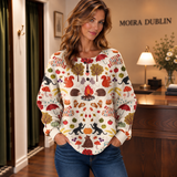 Alma - Cream Coloured Sweater with Autumn Forest Motif