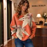 Manon - Orange Jumper with Autumn Leaf Design